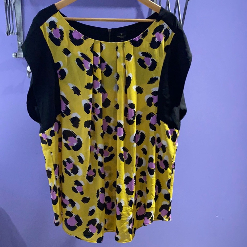 NWT Worthington Yellow/Purple leopard top 3X